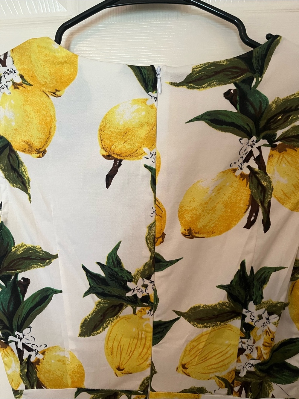 White Floral Lemon-Print Midi Dress XS Summer Coastal Old Money Preppy - Picture 5 of 6